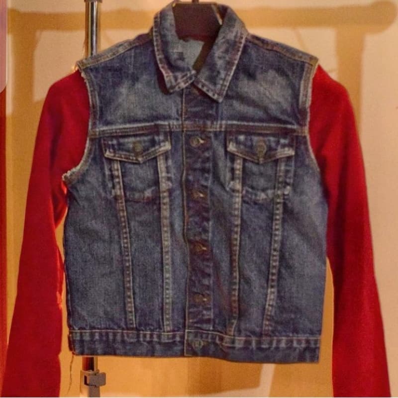 Medium Blue Denim Jacket with Red sleeves